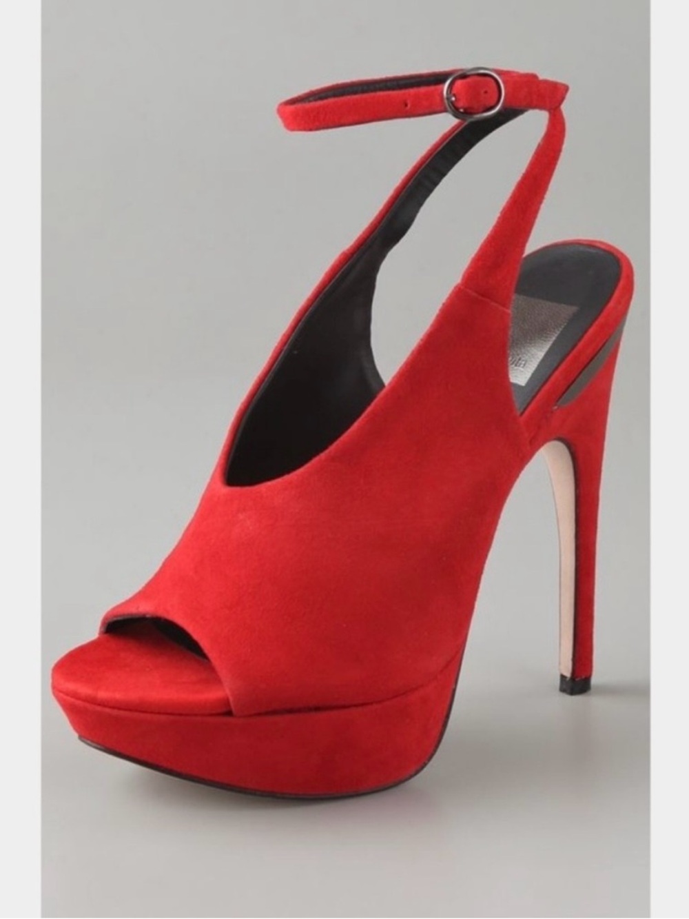 Dolce Vita Red Suede Peep-Toe Platform Slingback Heels